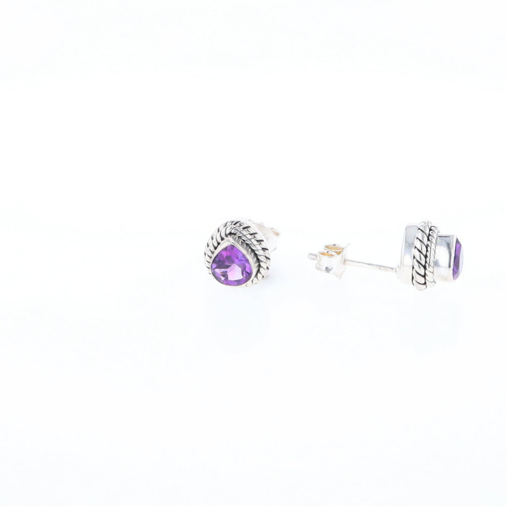 Native Amethyst Pear Stud Earrings