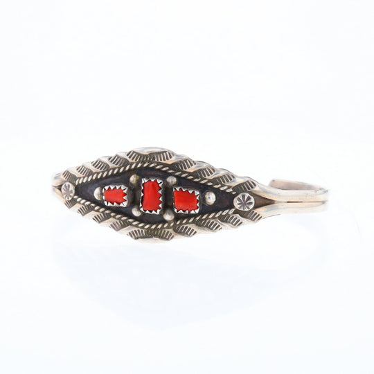 Sterling Silver Coral Cuff Bracelet