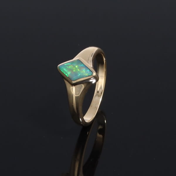 Ethiopian Opal Rings Diamond Shape Inlaid Design
