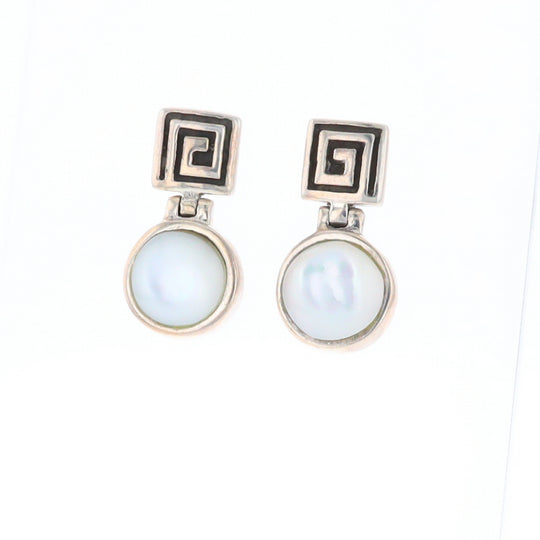 Square Swirl Mother of Pearl Stud Earrings