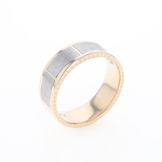 3 Section Men's Meteorite  Milgrain Topped Ring