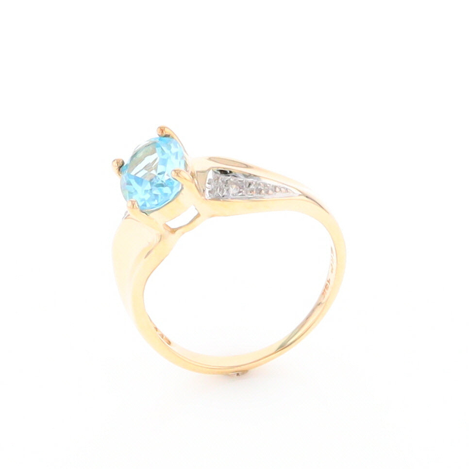 Blue Topaz Ring with Diamond Accents