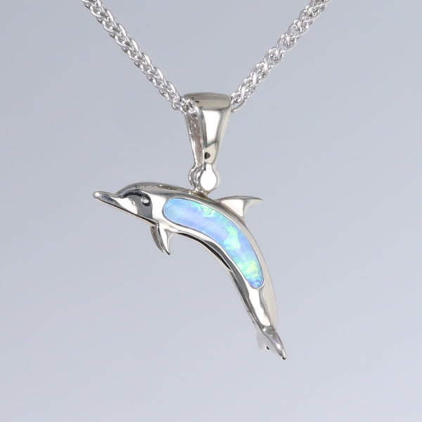 Opal Pendant Inlaid Sea Life Dolphin