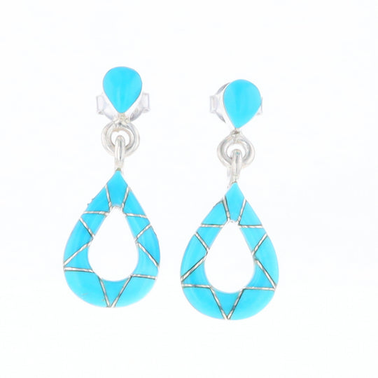 Native American Turquoise Teardrop Earrings