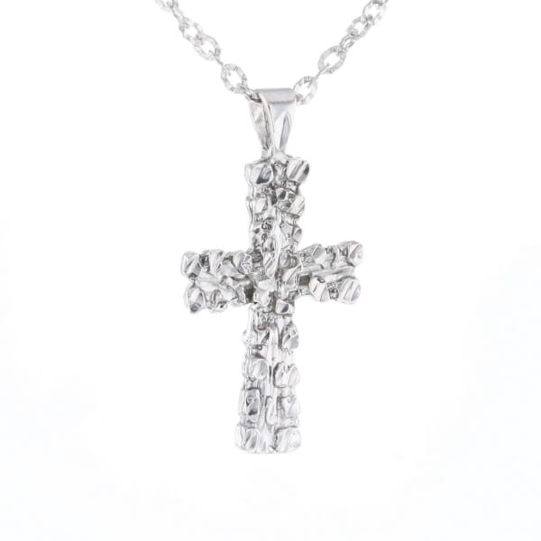 Sterling Silver Nugget Pattered Cross Necklace