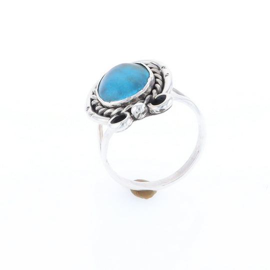 Native Turquoise Rope Design Ring