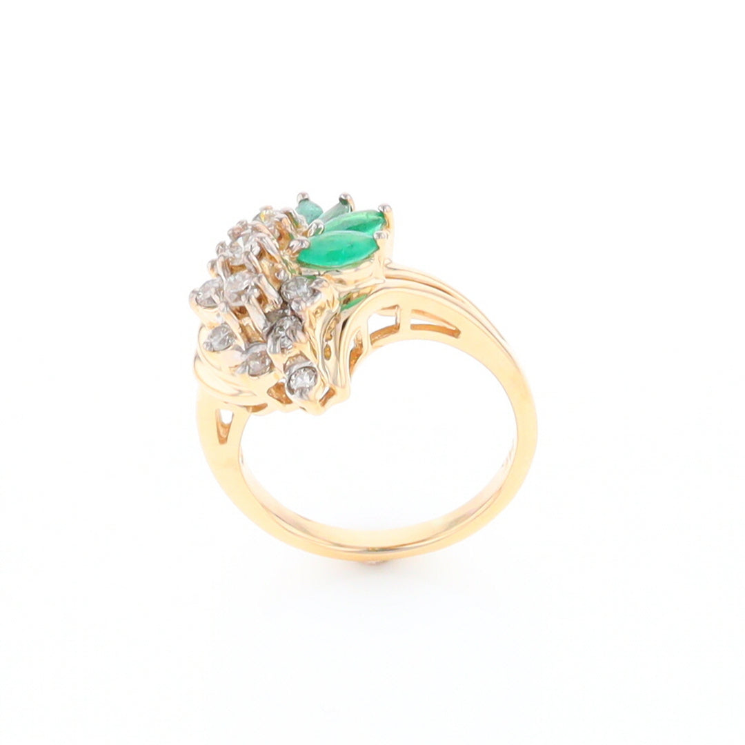 Emerald and Diamond Cluster Ring