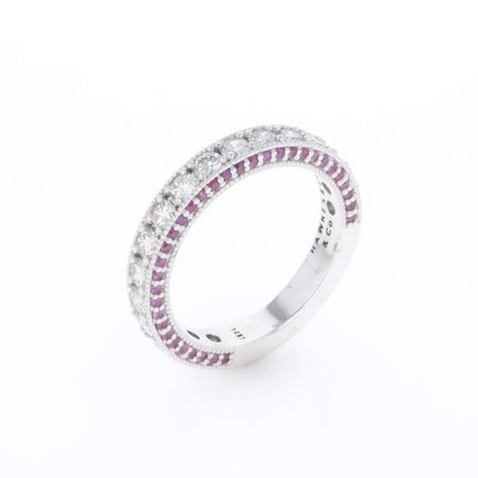 Diamond and Pink Sapphire Wedding Band