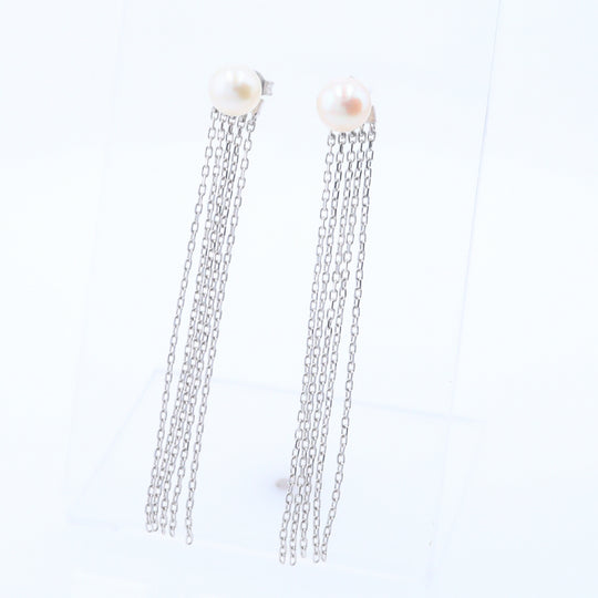 Tassel Chain Pearl Earrings