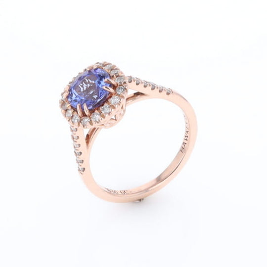 Rose Gold Tanzanite Halo Ring