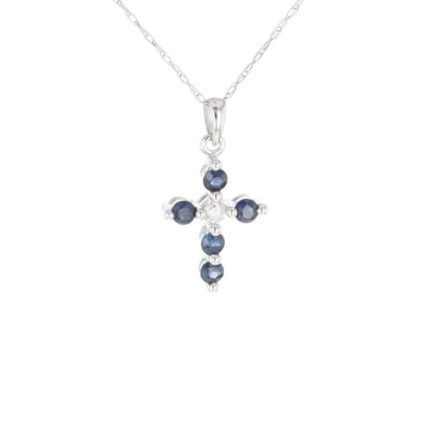 Small Blue Sapphire Cross Pendant