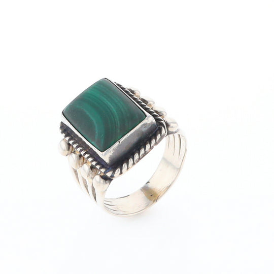 Native Rectangle Malachite Ring