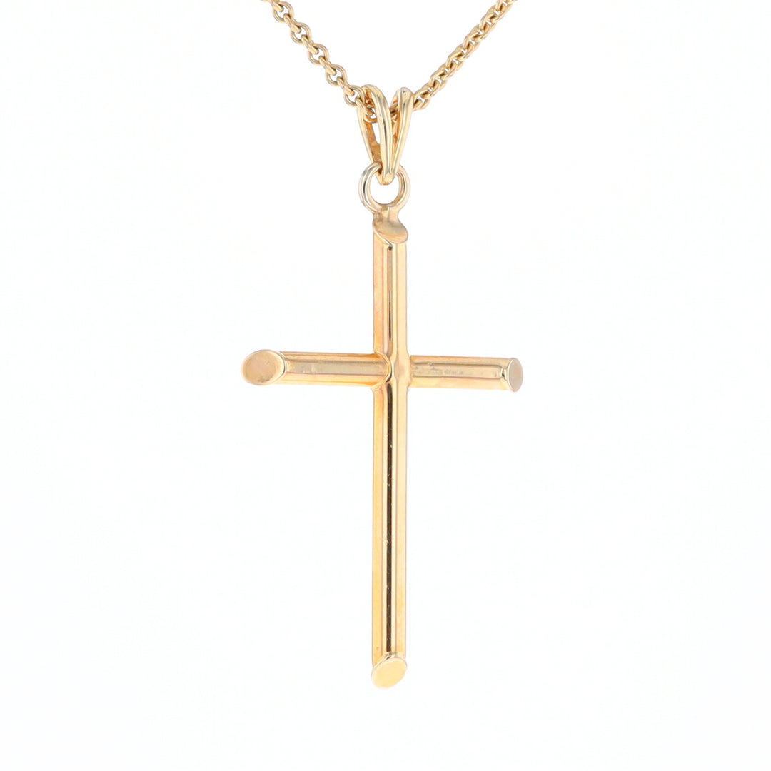 Beveled Edge Tube Cross Pendant