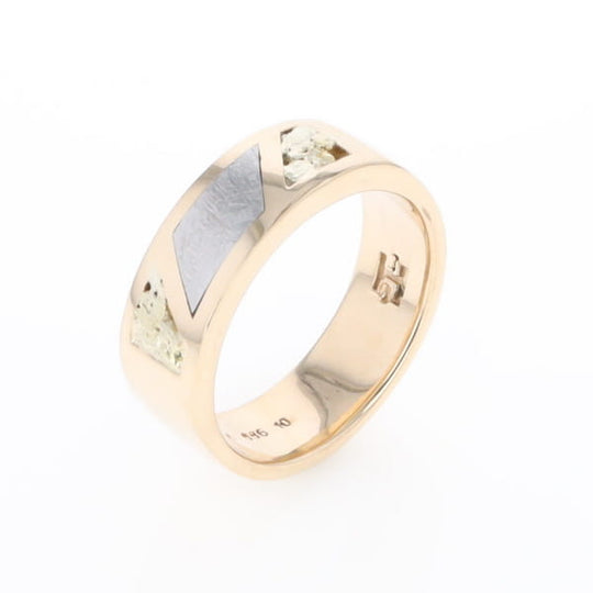 Meteorite Ring, Center Inlaid & Natural Nugget Sides