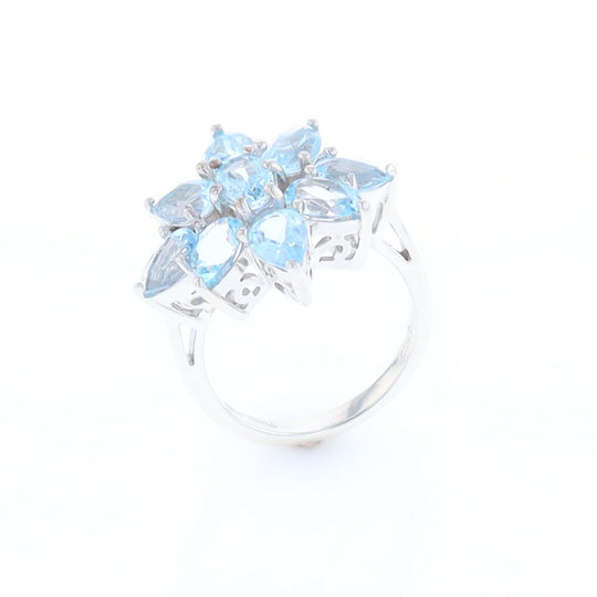 Blue Topaz Flower Ring