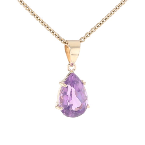 Pear Solitaire Amethyst Pendant