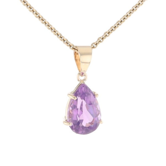 Pear Solitaire Amethyst Pendant