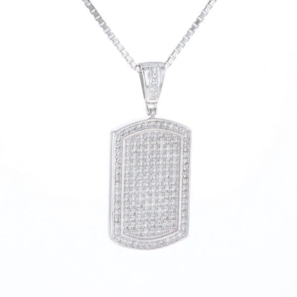 Cubic Zirconia Dog Tag Necklace