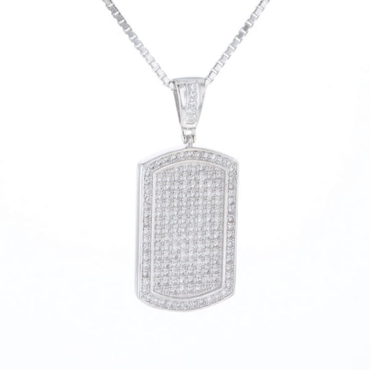 Cubic Zirconia Dog Tag Necklace