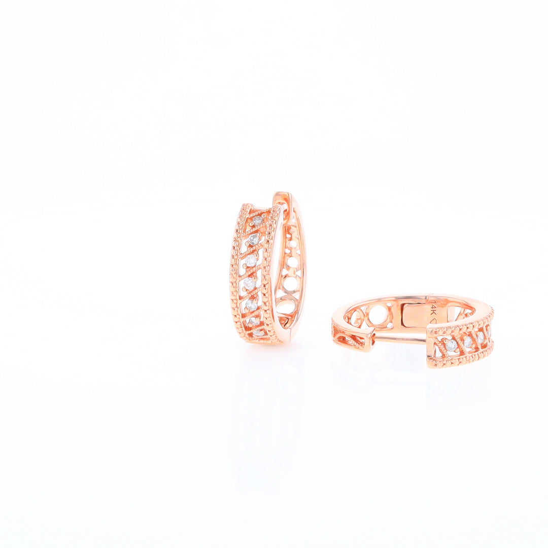 Rose Gold Diamond Hoop Earrings