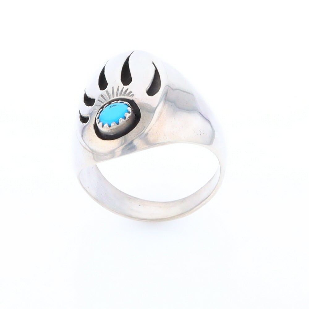 Mens Native Turquoise Bear Claw Ring