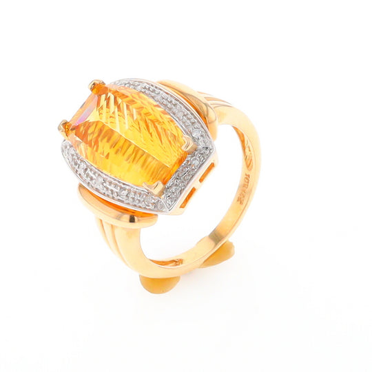 Fancy Cut Citrine Diamond Halo Ring