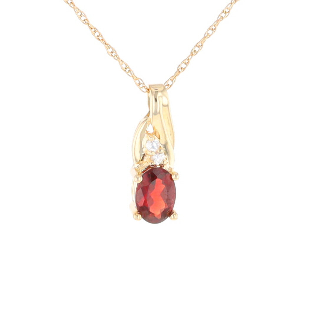 Oval Garnet Pendant with Cubic Zirconia Accents