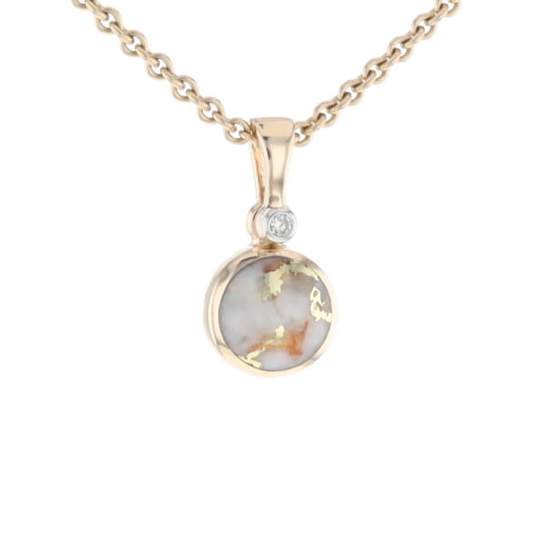 Round Gold Quartz Inlaid Pendant