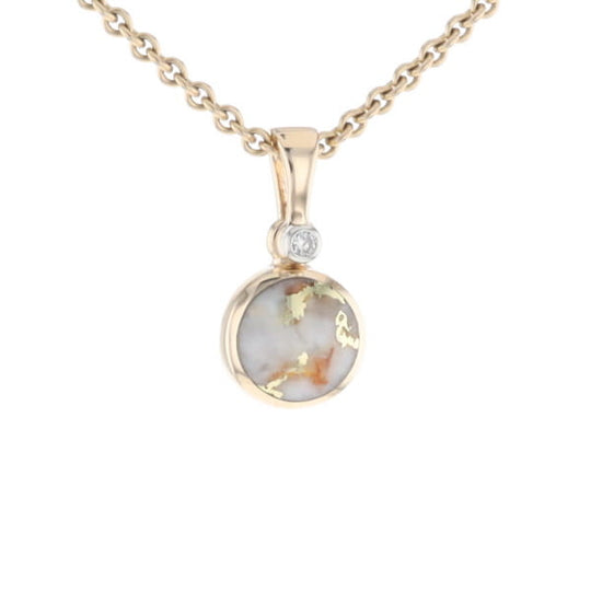 Round Gold Quartz Inlaid Pendant