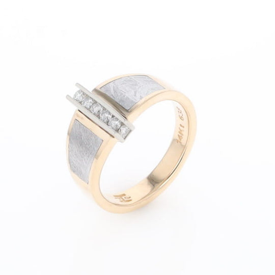 Meteorite Ring Double Sided Inlaid Design with .23ctw Diamonds