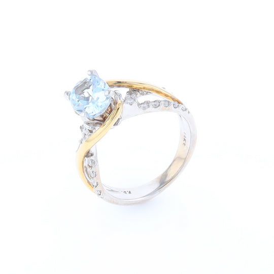 Aquamarine Two-Tone Diamond Twist Ring