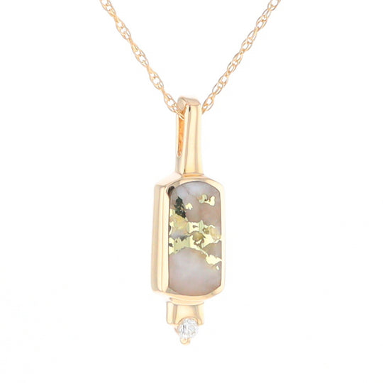 Gold Quartz Pendant with 0.04ctw Diamond Accent