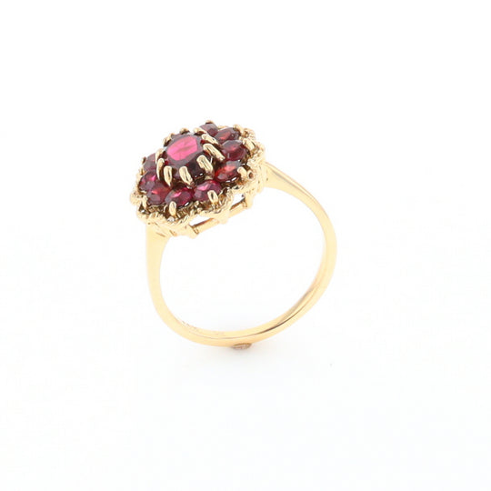 Floral Cluster Garnet Ring