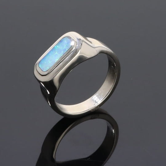 Opal Rings Rectangle Inlaid Design Lady's Ring