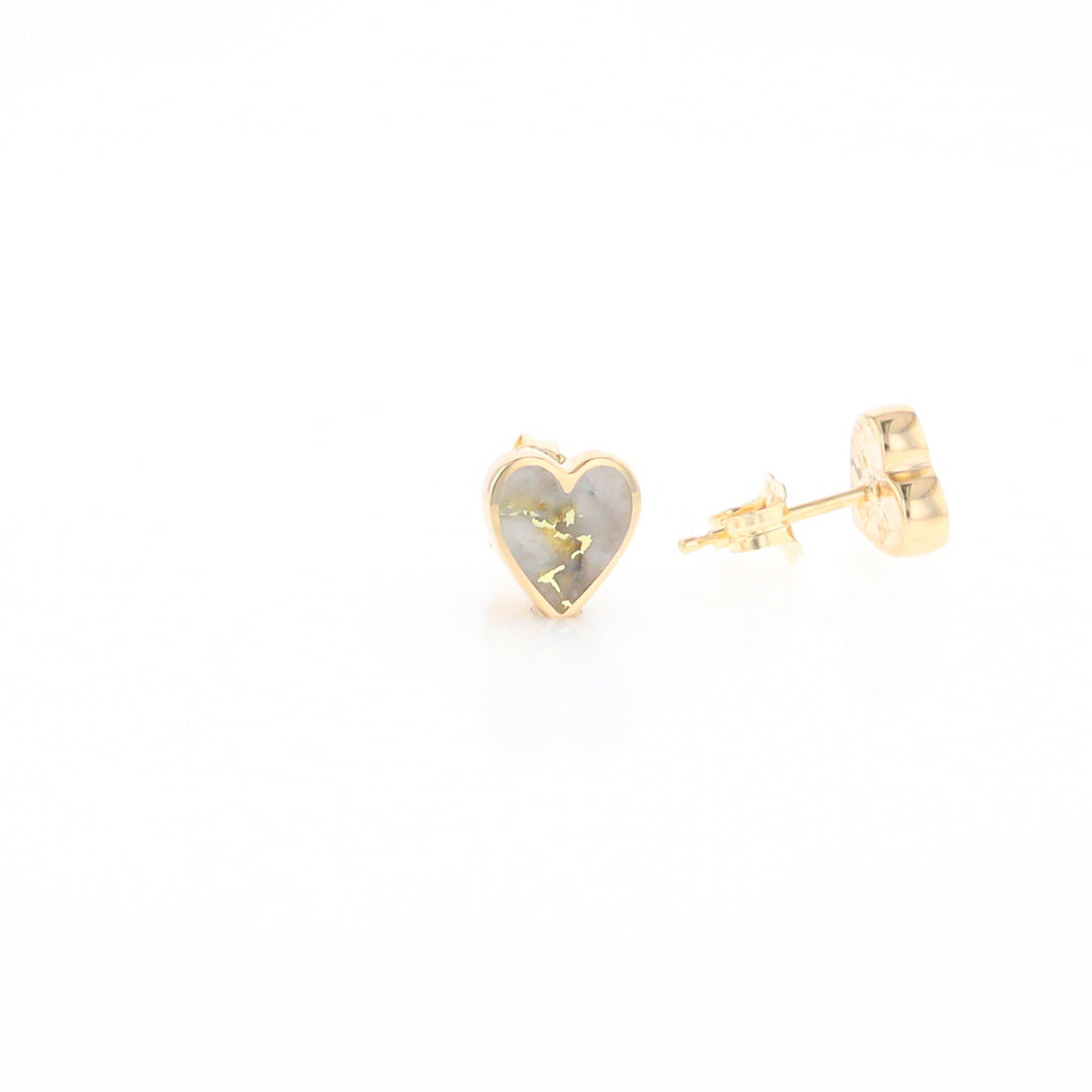 Gold Quartz Heart Stud Earrings - G2