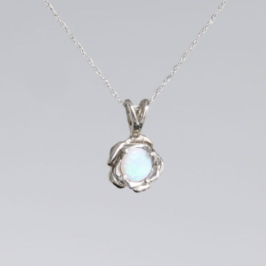 White Opal Flower Pendant