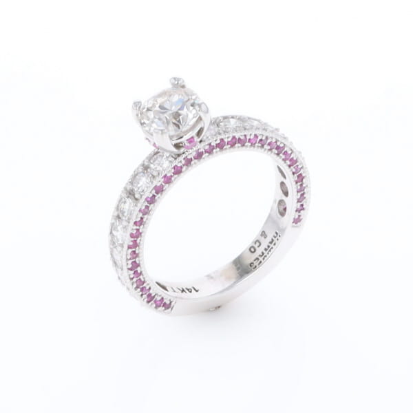 Diamond and Pink Sapphire Engagement Ring