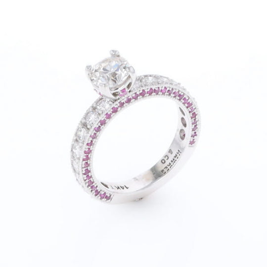 Diamond and Pink Sapphire Engagement Ring