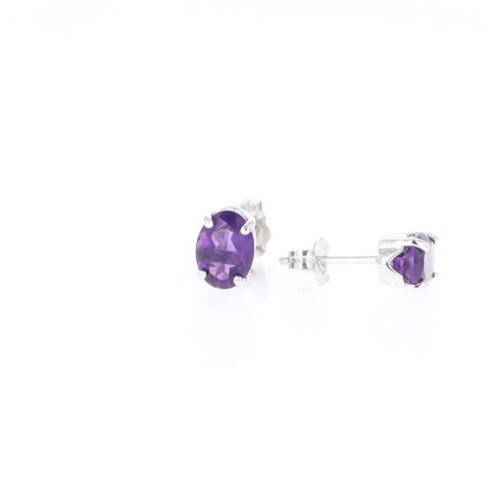 Oval Amethyst Stud Earrings