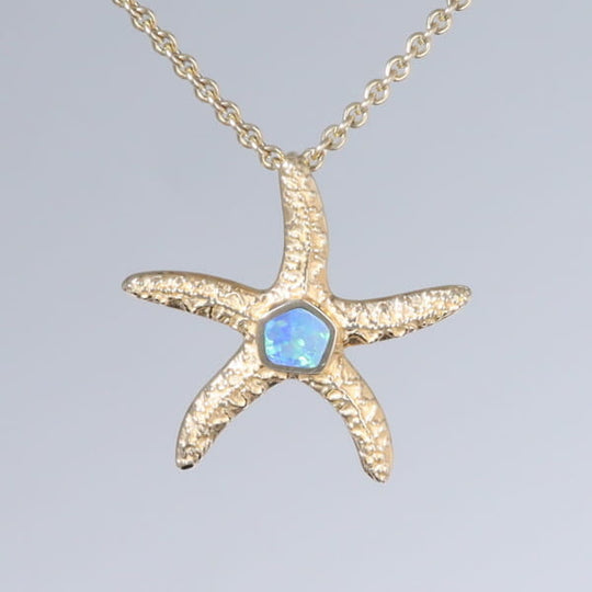 Opal Pendant Inlaid Realistic Star Fish Sea Life Design