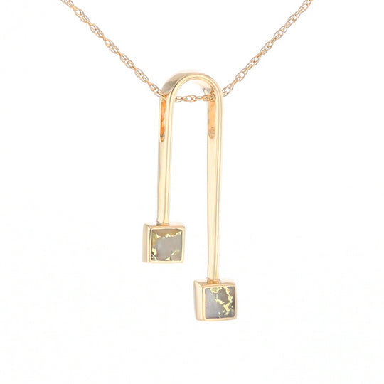 Gold Quartz 2 Square Curved Bar Pendant