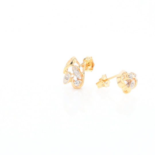 Diamond Leaf Stud Earrings