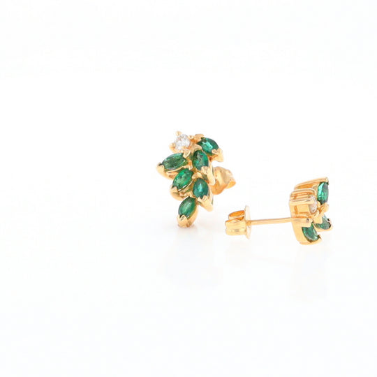 Marquise Emerald Cluster Stud Earrings