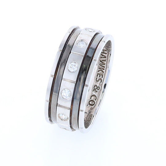 Contemporary Men's Comfort Fit Wedding Band With Diamonds