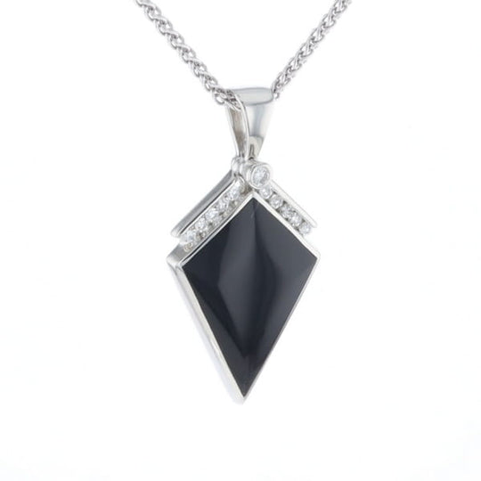 Onyx Kite Design Inlay .19Ctw Diamond Pendant
