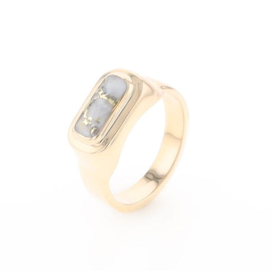 Gold Quartz Ring Oval Inlaid Design - G2