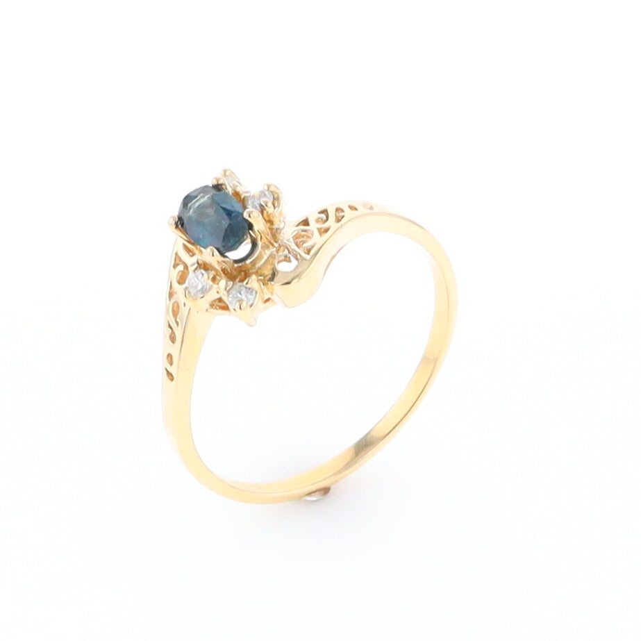 Oval Sapphire Diamond Bypass Ring