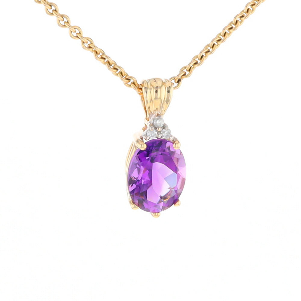 Oval Amethyst Diamond Pendant