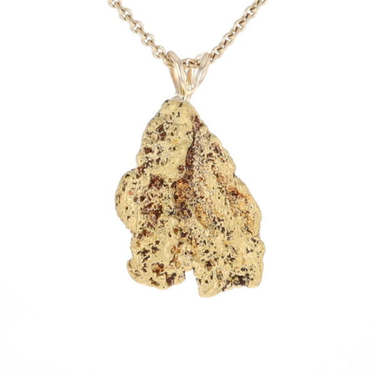 Gold Natural Nugget Flat Pendant