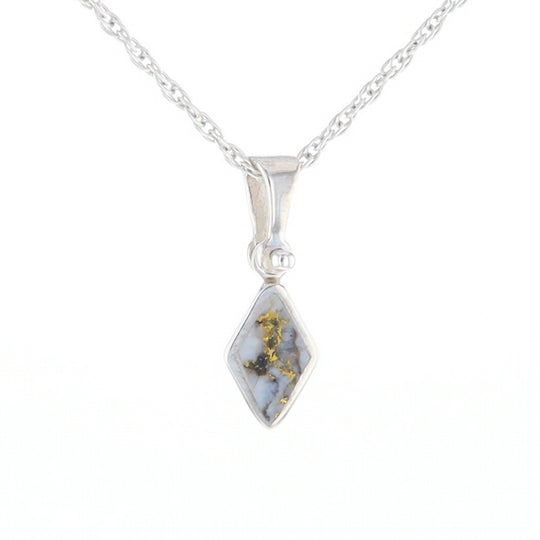 Sterling Silver Gold Quartz Inlaid Diamond Pendant - G3